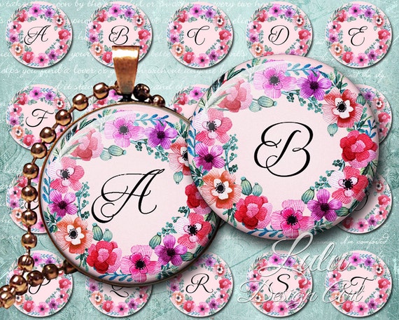 Initials circle images : Initials in Pink floral | Etsy