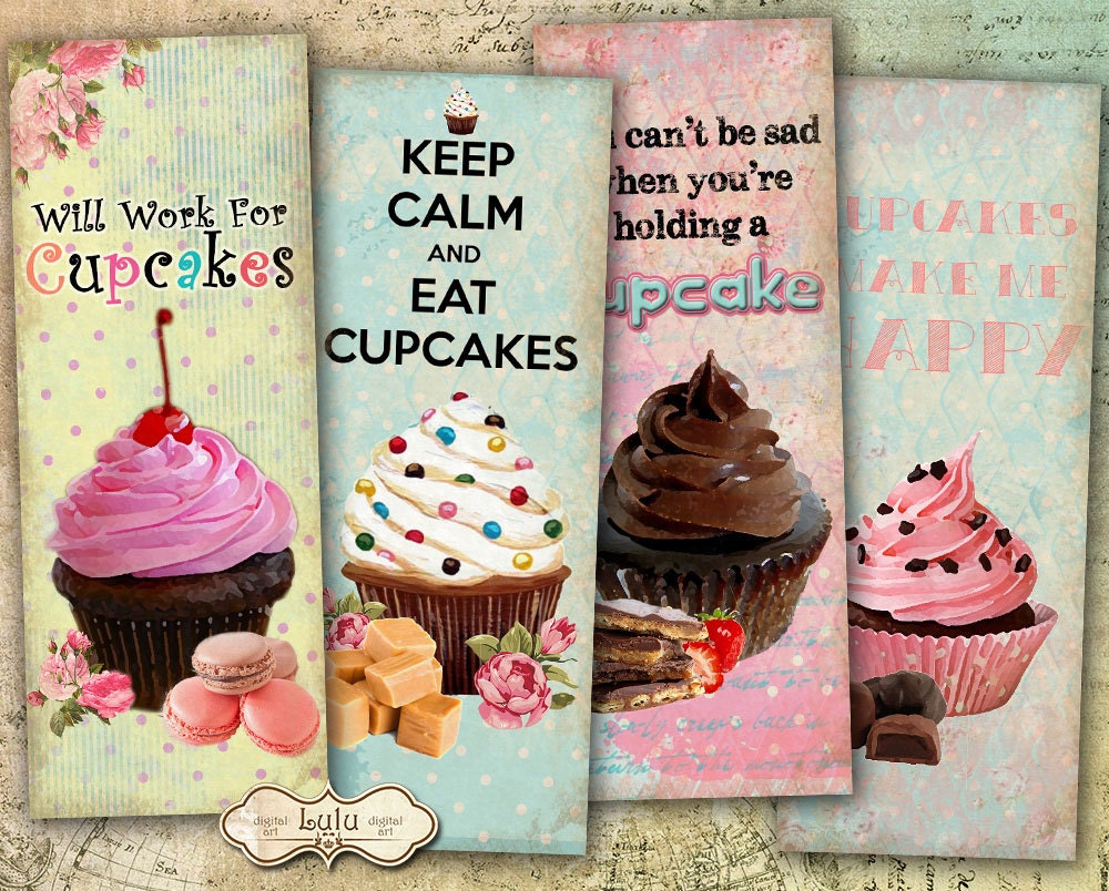 Cupcakes Bookmarks Digital Bookmarks Cupcakes Digital Etsy