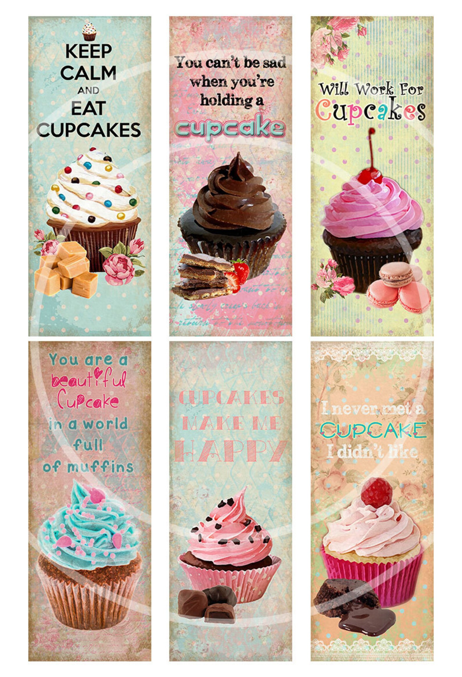 Cupcakes Bookmarks Digital Bookmarks Cupcakes Digital Etsy