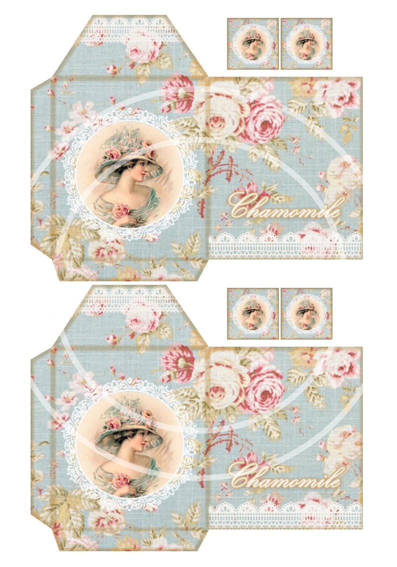 shabby tea bag envelopes digital collage sheet printables etsy