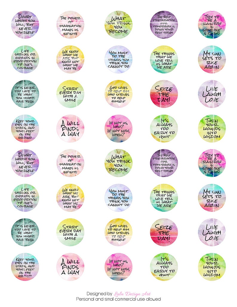 Inspirational Sayings watercolor Quotes 1 Inch Circle - Etsy