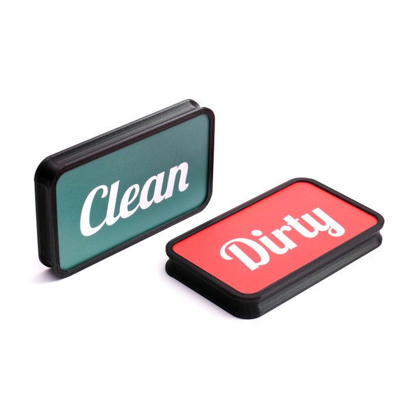 Moderner sauberer schmutziger Geschirrspüler-Klapp-Magnet mit sauberer schöner Schrift