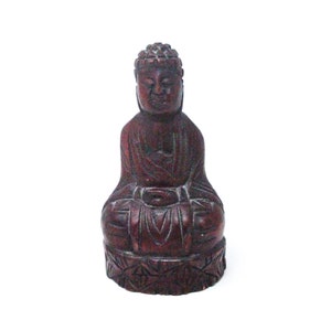 Wooden Buddha Statue from Indonesia. Vintage Indonesian Cross-Legged Buddha in Meditation Carving. Vintage Buddhist Home Decor.