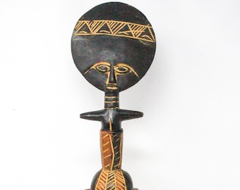 ガーナのアクアバ子宝人形。妊娠の幸運のお守り。アシャンティ族。アフリカの彫刻。木像、アフリカ。ヴィンテージ部族民芸品。