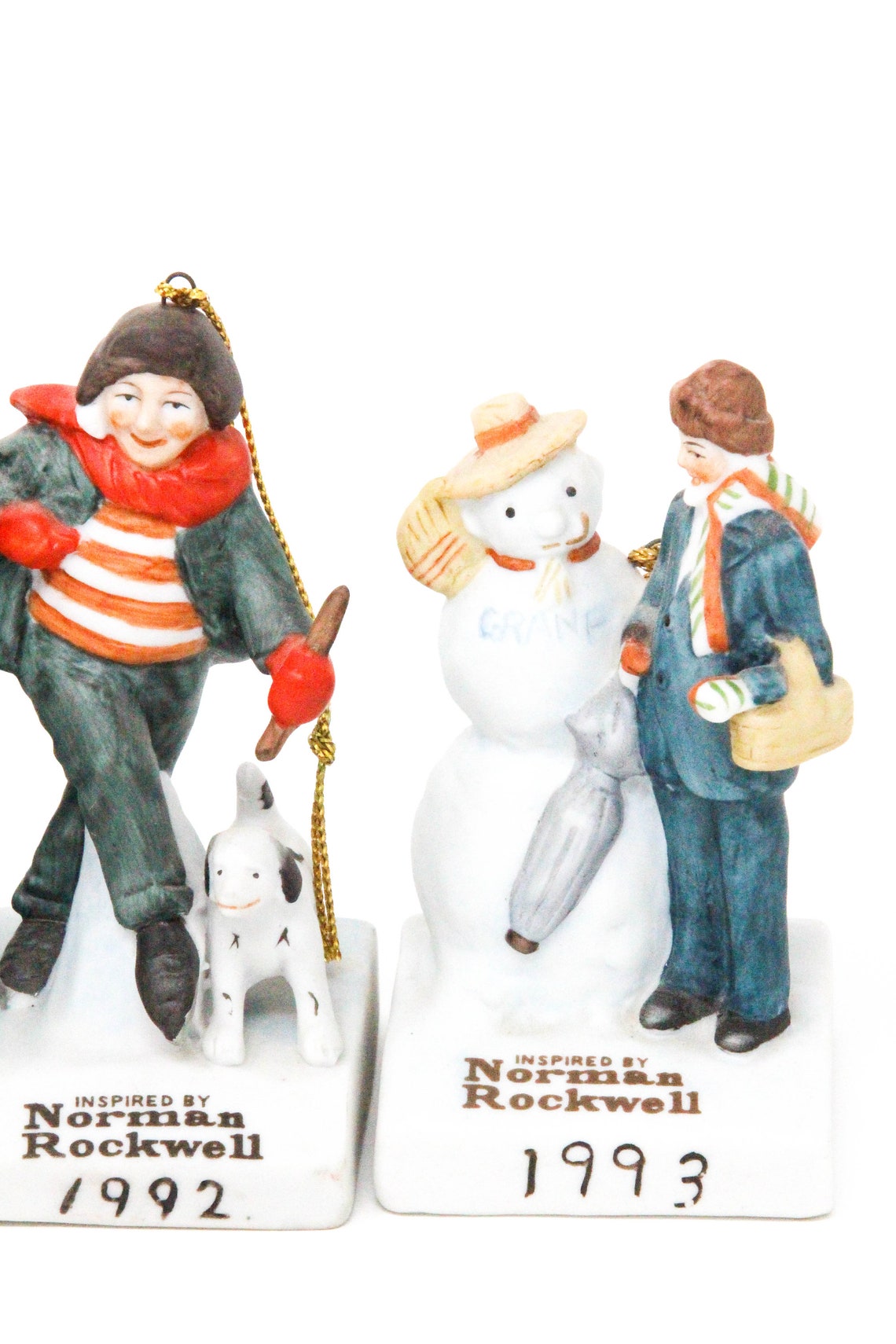 Quartet of Norman Rockwell Christmas Tree Ornaments. Vintage Etsy