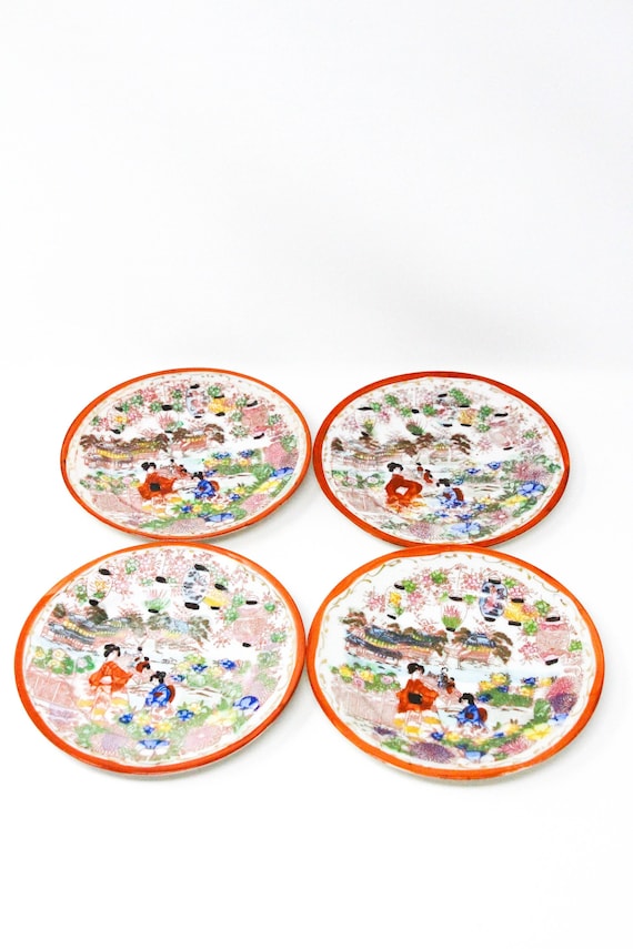 Set of 4 Small Mid Century Japanese Dessert Plates. Hand Etsy