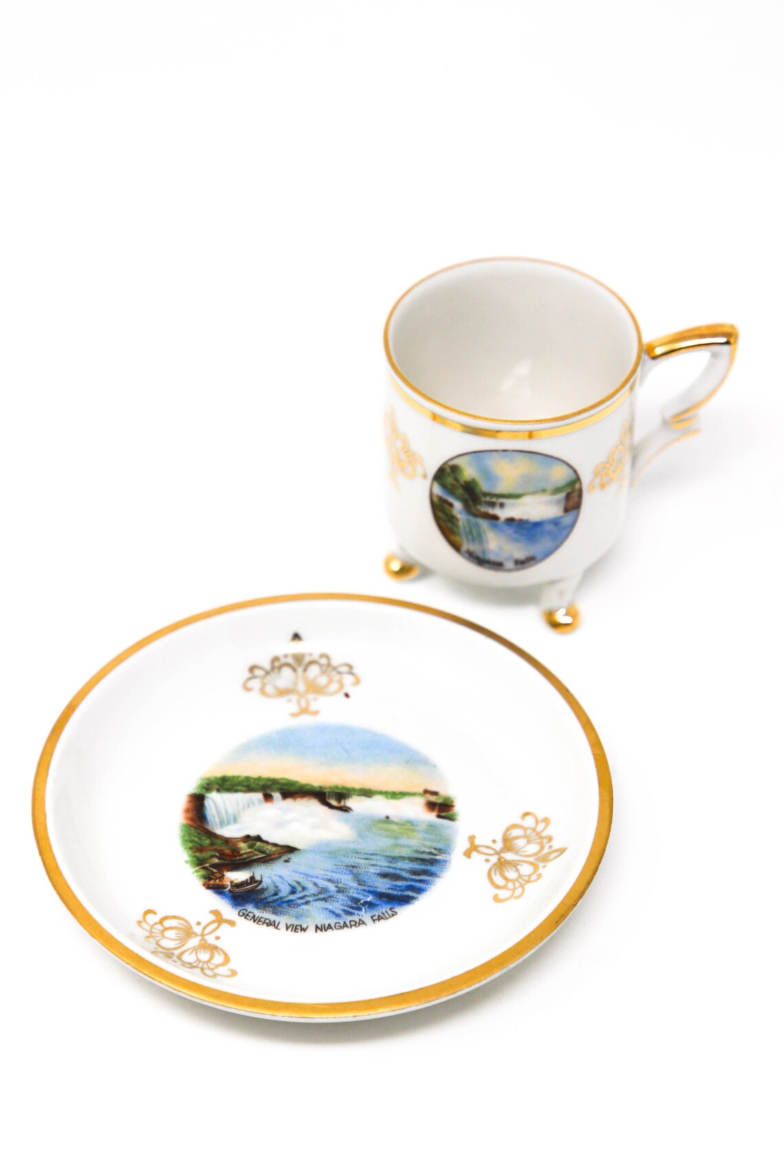 Niagara Falls ThreeFooted Souvenir Cup and Saucer Made In Etsy