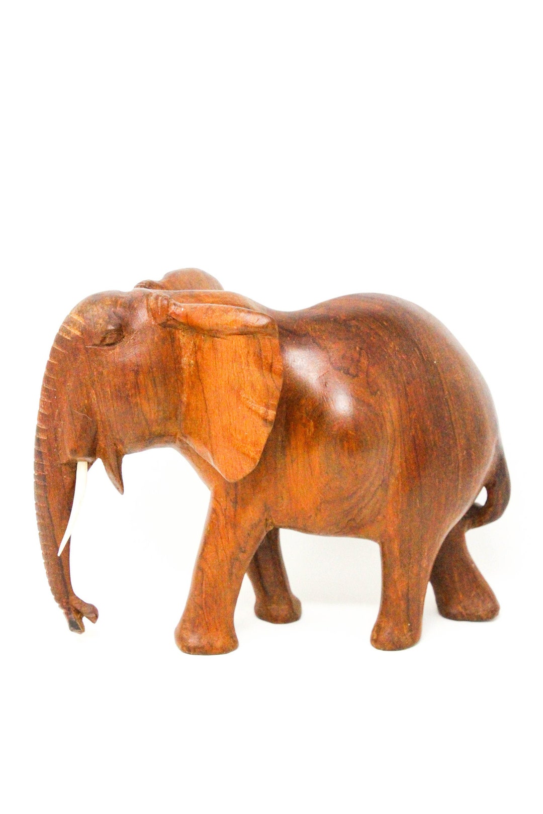 Wooden Elephant Statue From Africa. Vintage African Wildlife Etsy