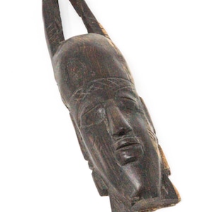African Antelope Mask. Vintage Wooden Decorative Mask from Africa. Hand Carved Tribal Folk Art.