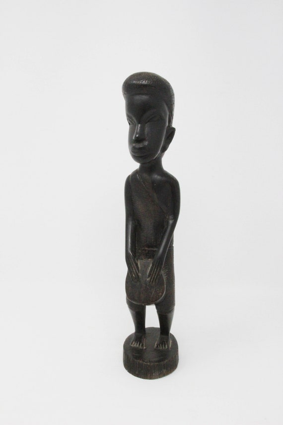 Ancient statue,Vintage black statue,Ebony sculpture,Art sculpture,Beautiful black lady statue,Collectible sculpture,Antique black statue