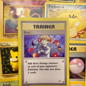 T R A I N E R - B L U E - bleu entraîneur personnalisé holo art modifié carte Pokémon limitée Ultra Rare