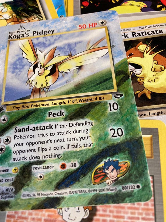 K O G A ' S - P I D G E Y - Koga's Pidgey First Edition Gym Heroes 80/132 Pokemon Card Authent. Original Painted Quality Custom Extended Art - Etsy K O G A ' S - P I D G E Y - Koga's Pidgey First Edition Gym Heroes 80/132 Pokemon Card Authent. Original Painted Quality Custom Extended Art - Etsy