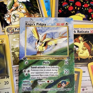 Carte Pokémon authentique Koga's Pidgey Gym Heroes 80/132 K O G A ' S - P I D G E Y - Koga's Pidgey 80/132 Art étendu personnalisé de qualité peinte originale