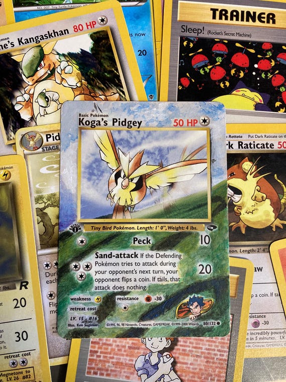 Buy K O G A ' S - P I D G E Y - Koga's Pidgey First Edition Gym Heroes  80/132 Pokemon Card Authent. Original Painted Quality Custom Extended Art  Online in India - Etsy