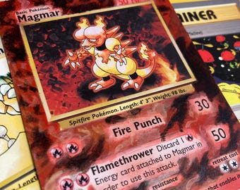B A S E - M A G M A R - Base Set Magmar 36/102 Pokemon Card Authentic  Original Painted Quality Custom Extended Art - Etsy