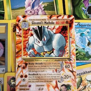 G I O V A N N I S - M A C H O K E - Gym Challenge Set Giovanni's Machoke Pokemon Card Authen. Art étendu personnalisé de qualité peinte originale