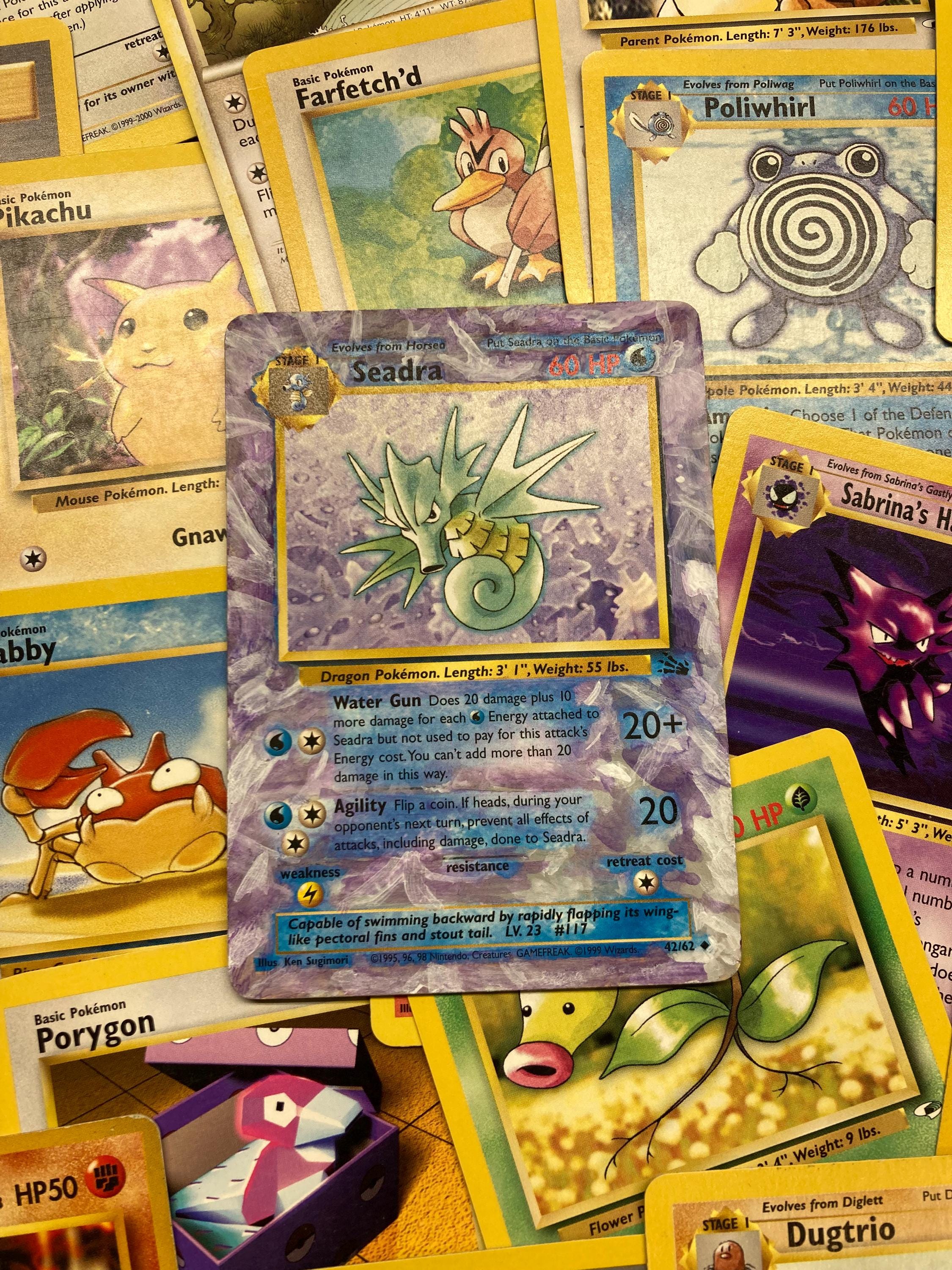 F O S S I L - S E A D R A - 1 9 9 6 - Fossil Set Seadra 42/62 Pokemon Card  Authentic Original Painted Quality Custom Extended Art - Etsy