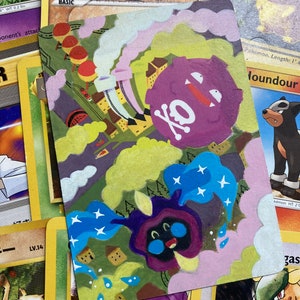 Carte Pokémon R O C K E T - S U P E R F L A T - K O F I N G - Rocket Koffing Cosmog Authentique Original peint de qualité Art étendu personnalisé