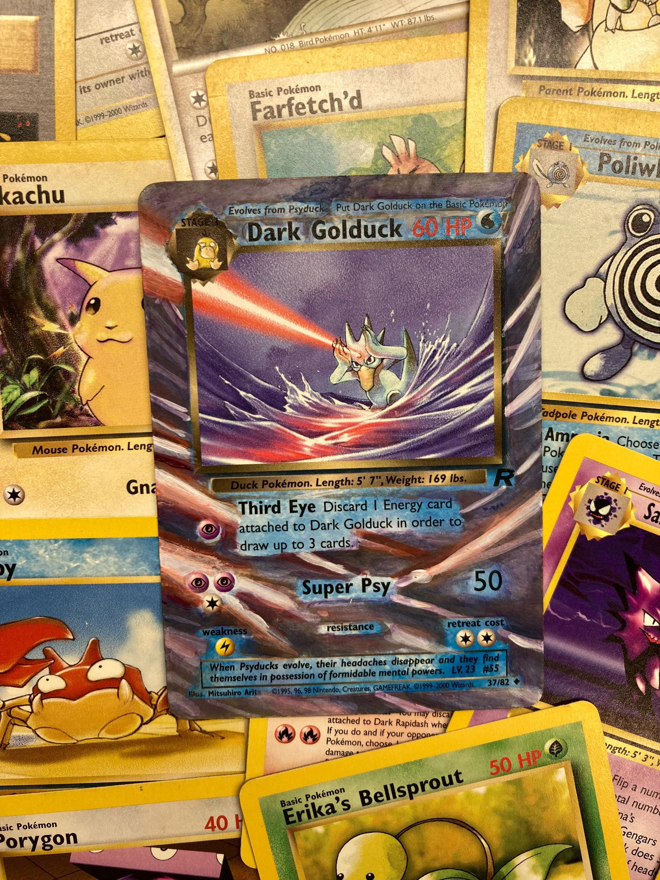 R O C K E T - D A R K - G O L D U C K - Rocket Set Dark Golduck 37/82 Pokemon  Card Authentic Original Painted Quality Custom Extended Art - Etsy