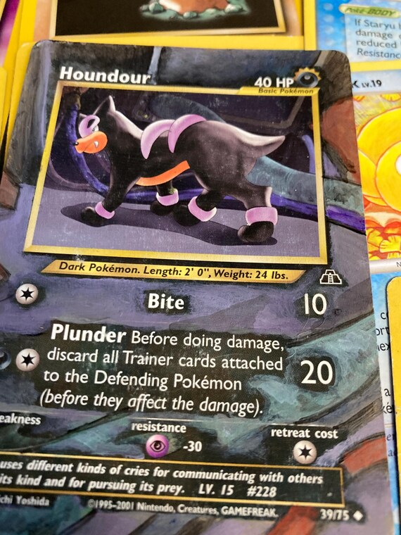H O U N D O U R - D I S C O V E R Y - Neo Discovery Houndour 39/75 Pokemon  Card Authentic Original Painted Quality Custom Extended Art - Etsy