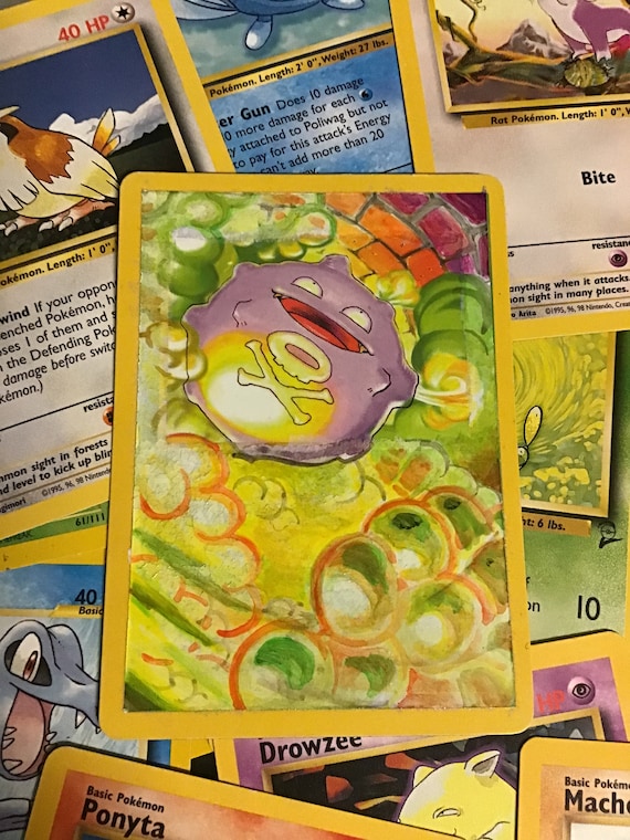 B A S E - K O F F I N G - 1 9 9 6 - Base Set Koffing 51/102 Pokemon Card  Authentic Original Painted Quality Custom Extended Art - Etsy