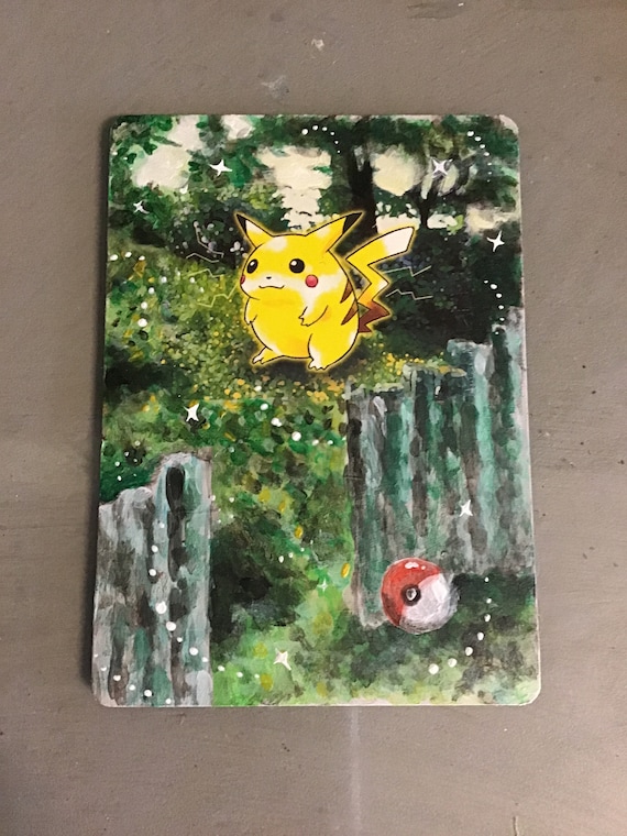 J U N G L E P I K A C H U Jungle Set Pikachu Classic Pokemon Card Authent.  Original Painted Quality Custom Extended Art 