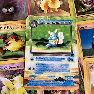 Carte Pokémon D A R K - W A R T O R T L E - roquettes Tortue noire 46/82 authentique Original peint de qualité Art étendu personnalisé