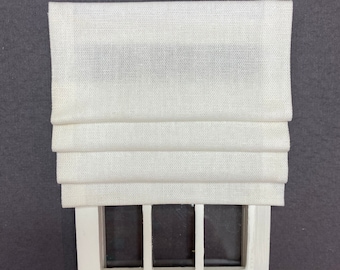 Miniature doll house 12th scale plain white roman blind window dressing available in various widths
