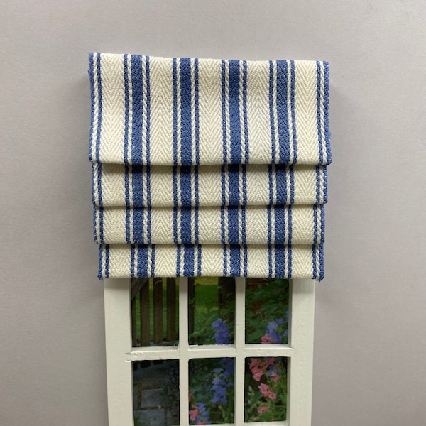 Miniature doll house 1:12 scale blue and white  roman  blind  available in various  widths