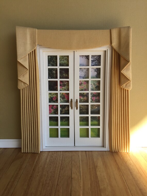 1 12 Miniature Doll House Curtains Drapes With Swag And Tails Etsy
