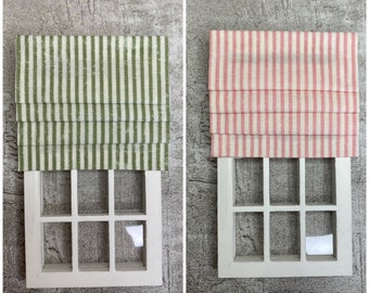 Miniatur Puppenhaus Maßstab 12 gestreifte Raffrollo in verschiedenen Breiten erhältlich