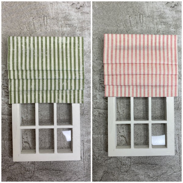 Miniature doll house 12th scale striped  roman  blind  available in various  widths