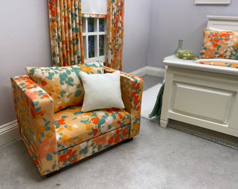 Miniature 1:12 scale Dolls House Floral Armchair