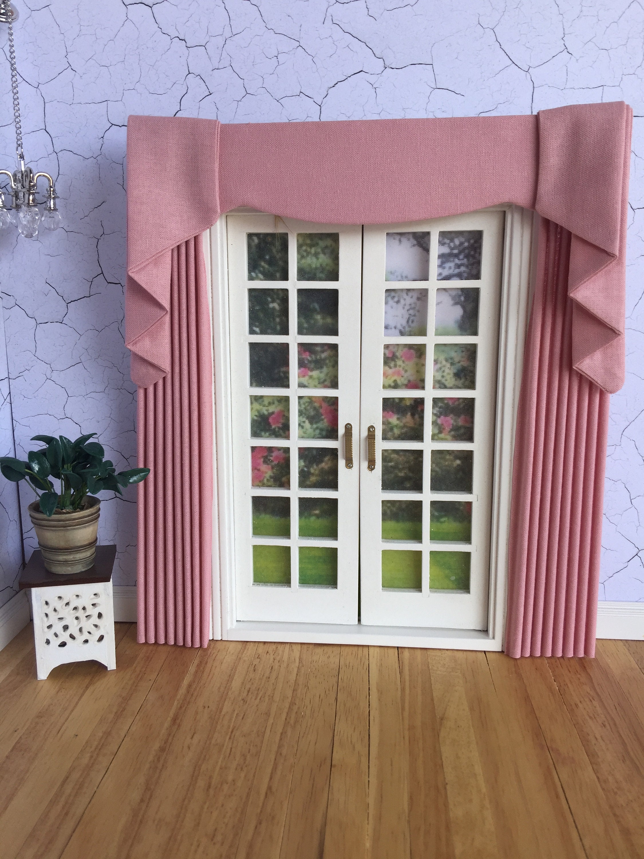 Details about   Dollhouse Miniature Curtains Swag Peach 1:12 one inch scale Y17 Dollys Gallery 