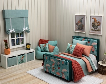 Miniatur 1:12 Puppenhaus Bett mit Sessel, Schaufensterdekoration und Aufbewahrung - Waldwichtel