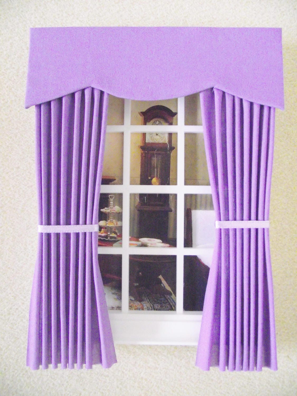 Miniature Doll House Plain Curtains Drapes With Scalloped Etsy