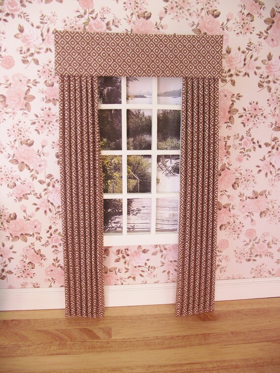 Miniature Doll House 12th Scale Drapes Curtains With Pelmet 4 Etsy