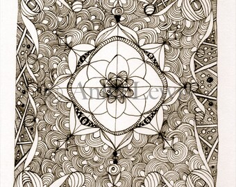 DE GATHERING - door Anita Lewis - originele 6 "x 6" lijntekening