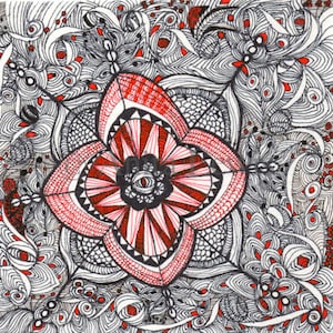WHIMSICAL EYES - by Anita Lewis - 6&quot;x6&quot; Original Line Drawing