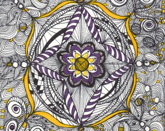 GRILLIGE SHIELD - door Anita Lewis-originele 6 "x 6" lijntekening