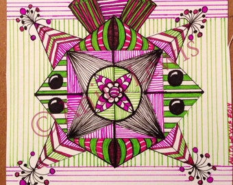 Royalty's PARTY - originele 4 "X 4" Art by Anita Lewis inkt op Fine Art papier