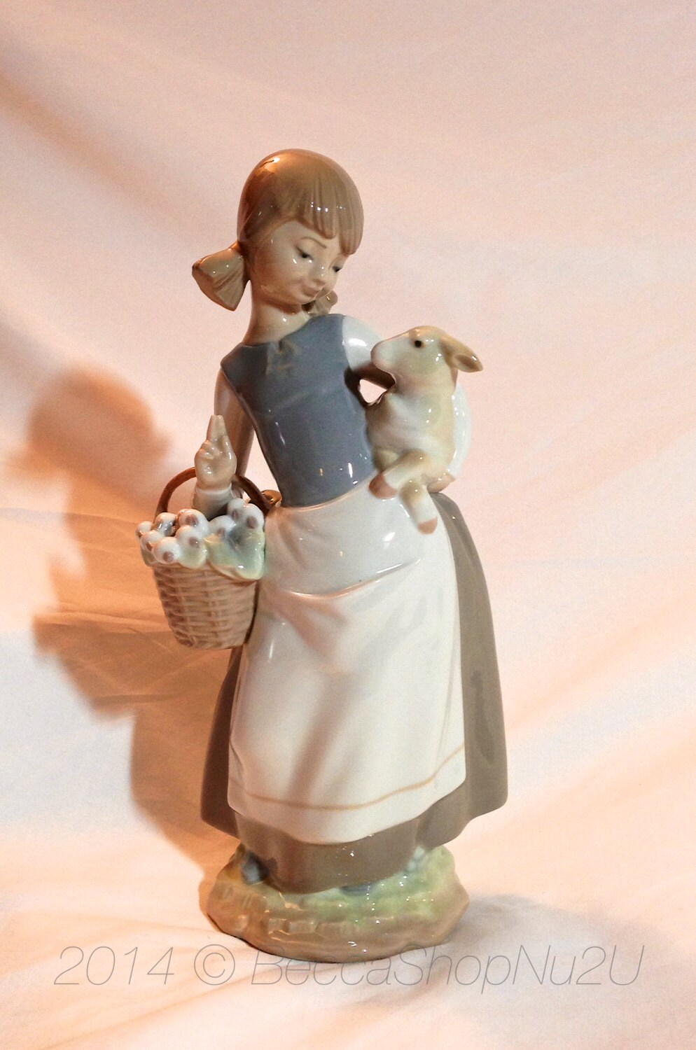 Vintage Glaze Porcelain Figurine Lladro GIRL with LAMB 4835 Etsy