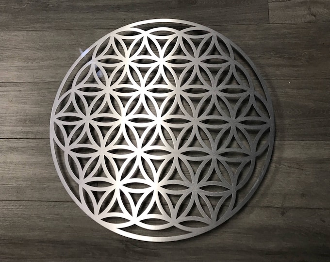 Flower of Life Sacred Geometry Metal Wall Art Flower of Life Etsy