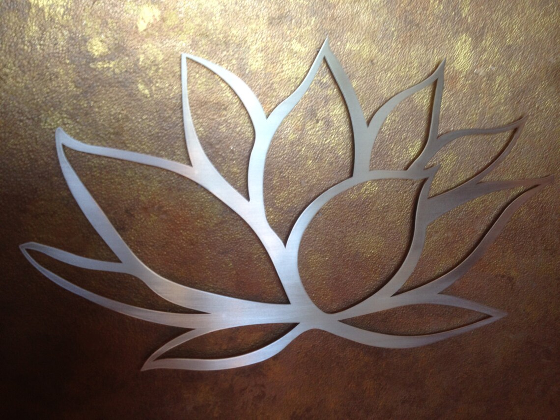 Brushed Lotus Flower Metal Wall Art Lotus Metal Art Home Etsy