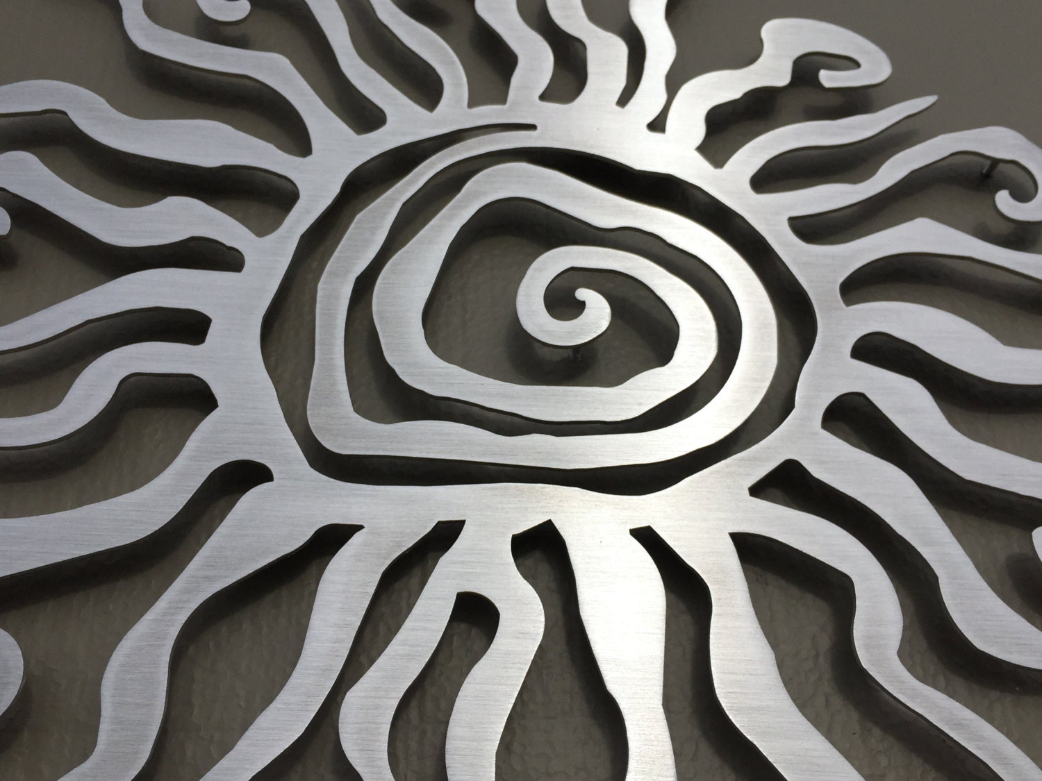 Spiral Sun Metal Wall Art Metal Wall Decor Silver Sun Etsy UK