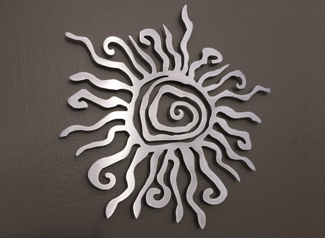 Spiral Sun Metal Wall Art Metal Wall Decor Silver Sun Sun Art Patio Art