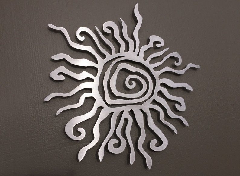Spiral Sun Metal Wall Art Metal Wall Decor Silver Sun Etsy