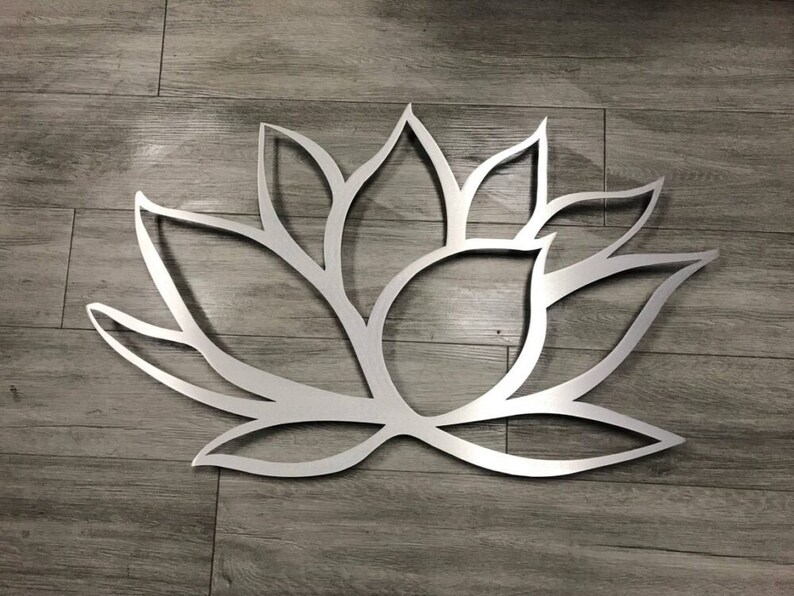 Lotus Flower Metal Wall Art - Lotus Metal Art - Home Decor - Metal Art - Wall Art - Large Metal Wall Art -Silver Wall Art - Art Above Bed 