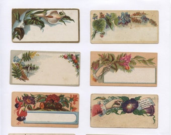 Vintage visitekaartjes met bloemen voor collage (digitale download)