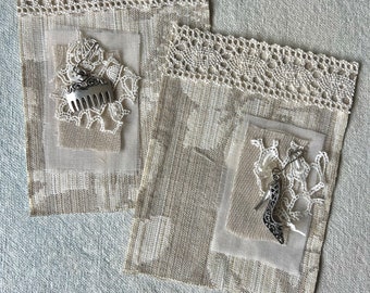 Fabric Flip, Journal Embellishment, Art Journal Accessary, Collaged Fabrics